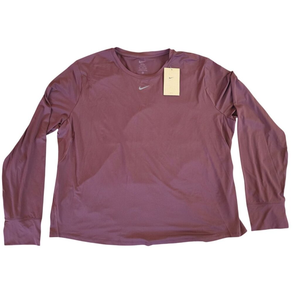 Nike Womens Dri-Fit XXL Long-Sleeve Training Top Plum Polyester
